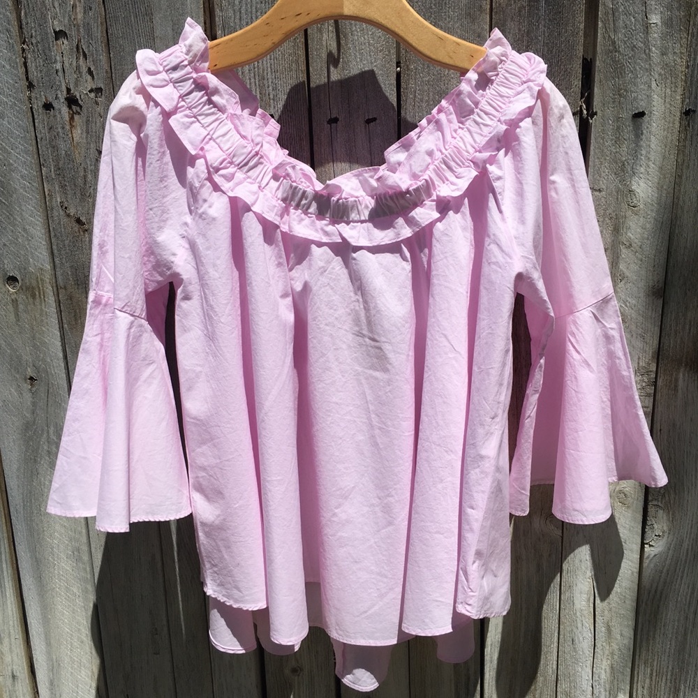 NWT Forever 21 Off Shoulder Top Cotton Pink S - Picture 13 of 13